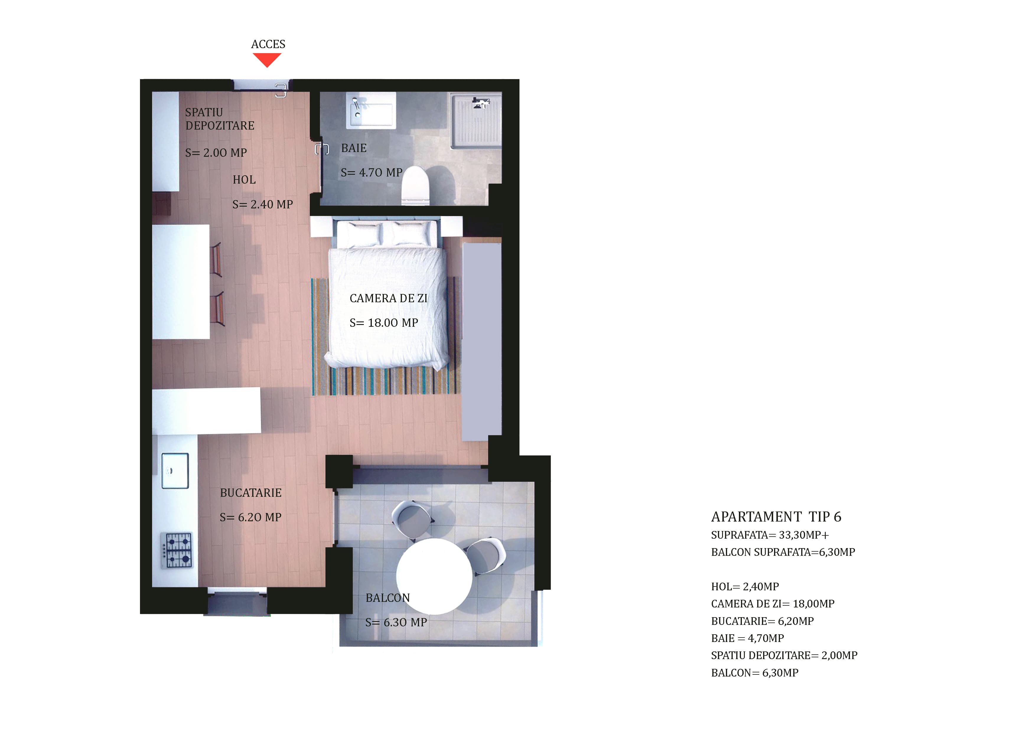 Garsonieră — Tip 6 — Ap. 4 — plan